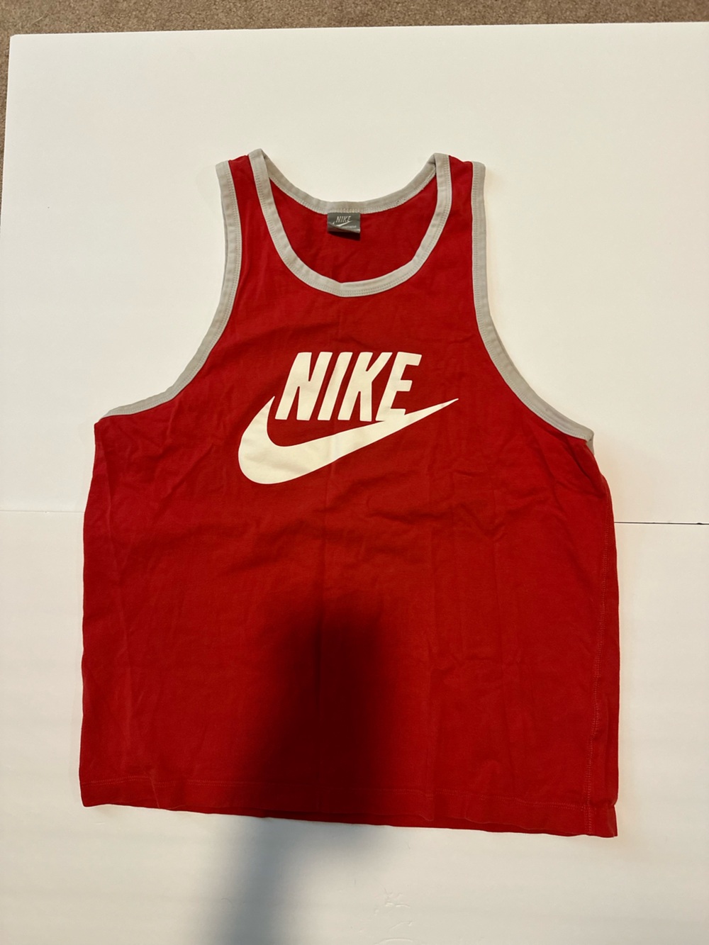 🔥 Nike Ace Logo Vintage Red Tank Top Unwashed The Rock Pain &